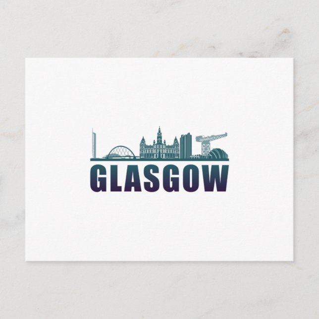 Cartão Postal Glasgow Cidade Cityscape Skyline Funny Idea (Frente)