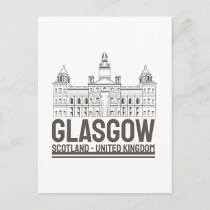Cartão Postal Glasgow Escócia Arquitetura Vintage ViagemDesign