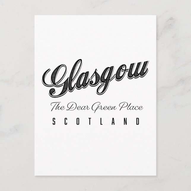 Cartão Postal Glasgow Escócia "O Lugar Verde e Querido" (Frente)