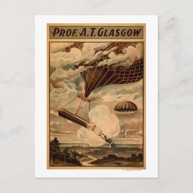 Cartão Postal Glasgow Hot Air Balloon Circus Theater Poster (Frente)