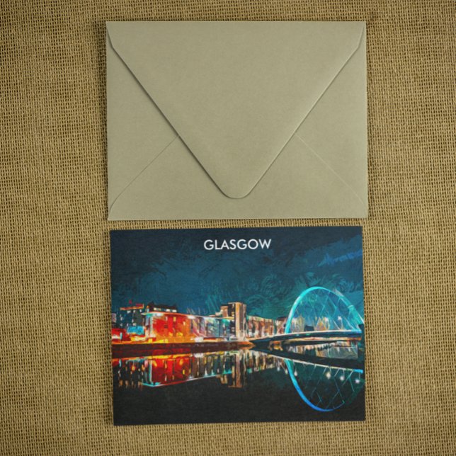 Cartão Postal Glasgow Scotland UK Oil Paint City (glasgow scotland uk oil paint)
