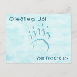 Cartão Postal Gleðileg Jól - Impressão de Vara de Urso Polar