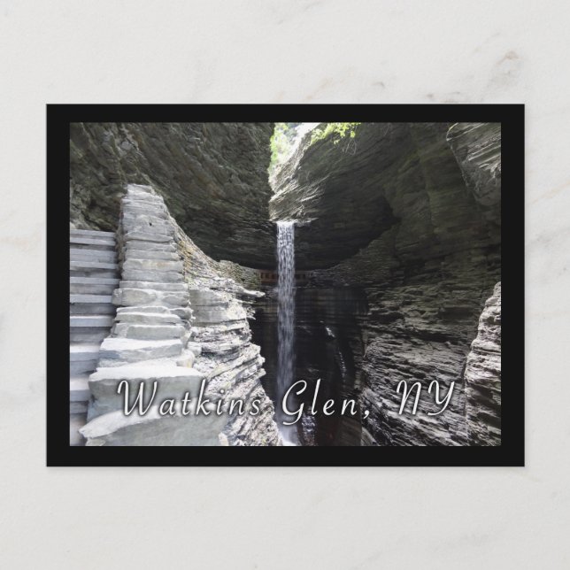Cartão Postal Glen de Watkins Waterfall (Frente)