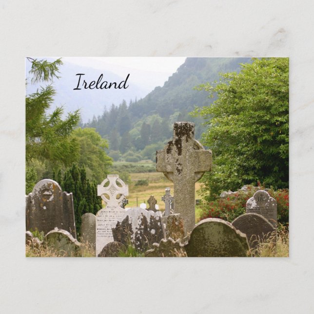 Cartão Postal Glendalough Graveyard Irlanda (Frente)