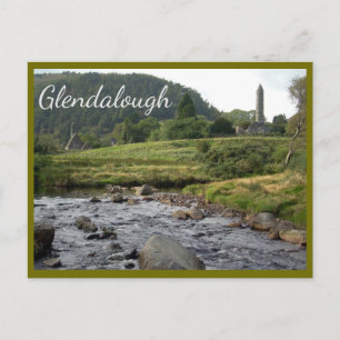 Cartão Postal Glendalough Ruins com texto