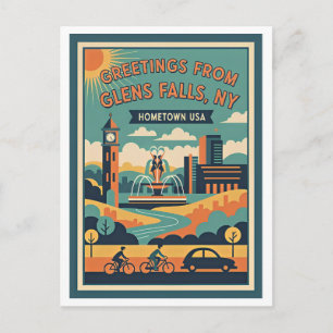 Cartão Postal Glens Falls NY Hometown USA Viagens Retrô