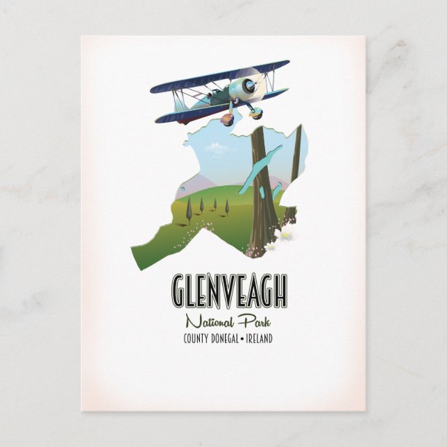 Cartão Postal Glenveagh national park Ireland County Donegal map (Frente)