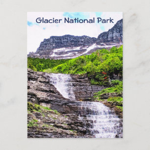 Cartão Postal Glical Melt Waterfall Rush das Montanhas Rochosas