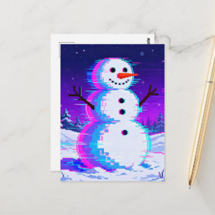 Cartão Postal Glitch do Boneco de Neve
