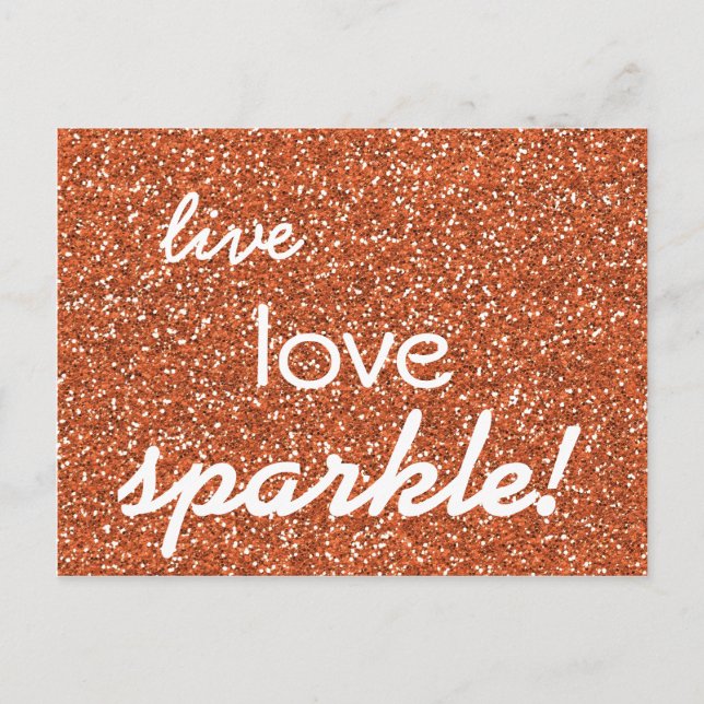 Cartão Postal Glitter de Bronze Live Love Sparkle (Frente)