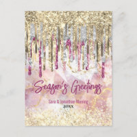 Glitter de ouro rosa-chic pinga no ano novo Natal