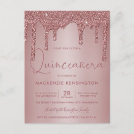 Cartão Postal Glitter de rosa Dourado Sparkle Drives Quinceañera
