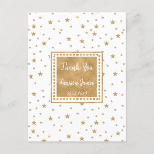 Cartão Postal Glitter Glitter Personalizado Dourado Obrigado