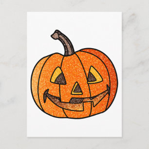 Cartão Postal Glitter Jack O'Lantern