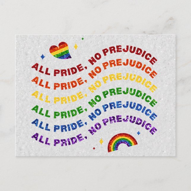 Cartão Postal Glitter LGBT Todos Orgulho Sem Preconceitos (Frente)