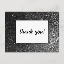 Cartão Postal Glitter Moderno de Casamento de Quic com Glam Negr