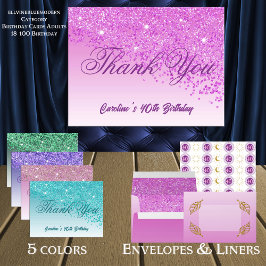 Cartão Postal Glitter Rosa, aniversário de 40 anos Obrigado