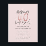 Cartão Postal Glitter rosa feminino moderno e elegante aniversár<br><div class="desc">Fazer 40 parece um bom convite de aniversário brilhante. Texto de script moderno monocromático design. Parte de uma coleção.</div>
