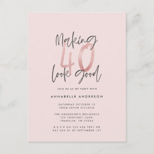 Cartão Postal Glitter rosa feminino moderno e elegante aniversár