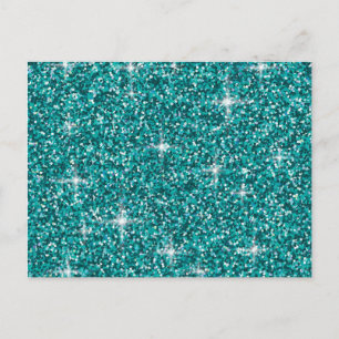 Cartão Postal Glitter teal iridescente