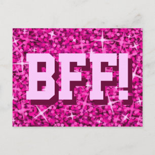 Cartão postal Glitz Rosa 'BFF!'