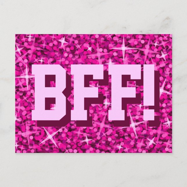 Cartão postal Glitz Rosa 'BFF!' (Frente)
