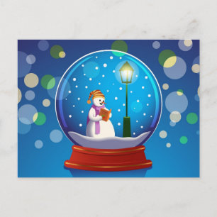 Cartão Postal Globo de neve com neve cantando