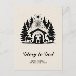 Cartão Postal Glória Religiosa Elegante A Deus Natal Cristão