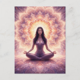 Cartão Postal Glowing Mandala Meditation Woman Custom Name      