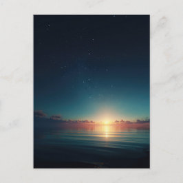 Cartão Postal Glowing Starry Night Ocean Sunrise