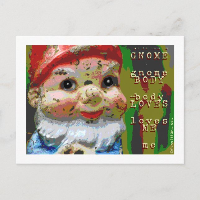 Cartão Postal Gnome Body Me ama (Frente)