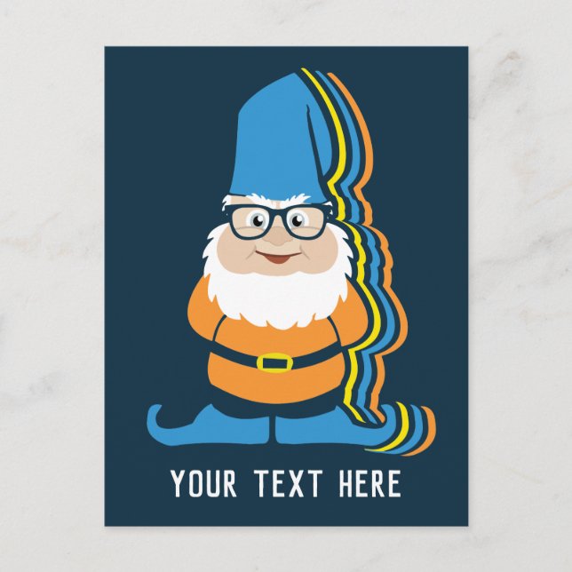 Cartão Postal Gnome de Jardim com Texto Personalizado (Frente)