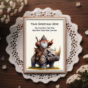 Cartão Postal Gnome de Qualquer Ocasião e Guerreiro Elfo Livro d