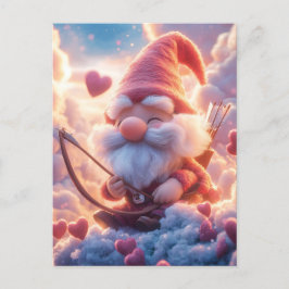 Cartão Postal Gnome do Dia de os namorados Adorável com Arco e S