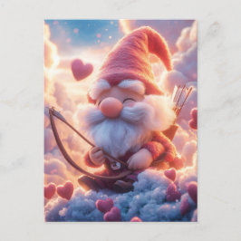 Cartão Postal Gnome do Dia de os namorados Adorável com Arco e S