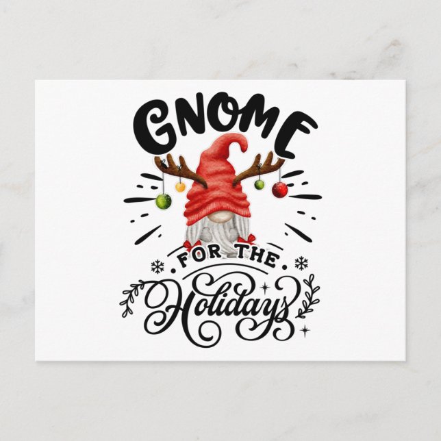 Cartão Postal Gnome For The Holidays Christmas Gnome Antlers (Frente)