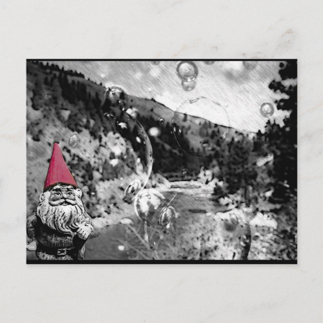 Cartão Postal Gnome na placa de Posto do roaming (Frente)