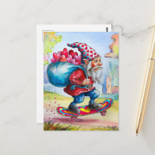 Cartão Postal Gnomo Adorável do Dia dos Namorados