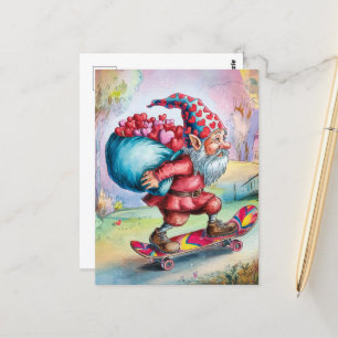 Cartão Postal Gnomo Antigo Namorados Adorável
