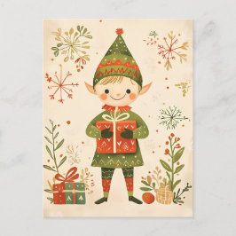 Cartão Postal Gnomo bonitinho Festivo Saudação de Natal