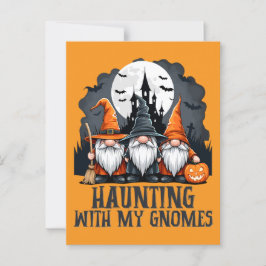 Cartão Postal Gnomo de Bruxa de Casa Assombrada de Halloween Ant