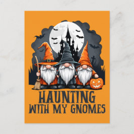 Cartão Postal Gnomo de Bruxa de Casa Assombrada de Halloween Ant