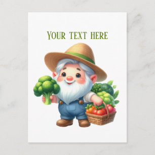 Cartão Postal Gnomo de jardinagem fofo legume misto personalizáv