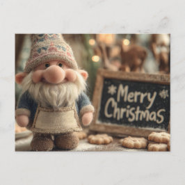 Cartão Postal Gnomo de Natal com Biscoitos e Feliz Natal