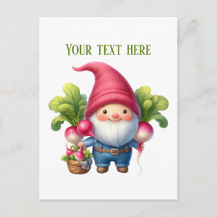 Cartão Postal Gnomo de rabanete legal personalizável