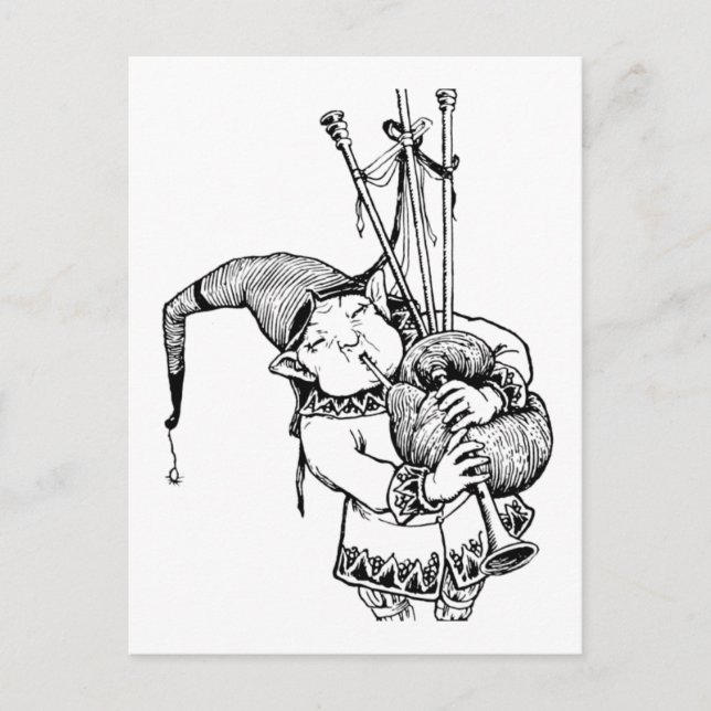 Cartão Postal Gnomo e seus Bagpipe (Frente)