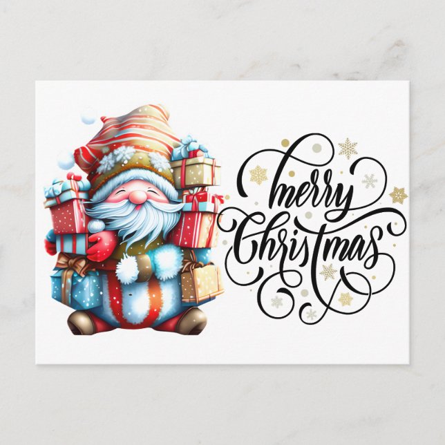Cartão Postal Gnomo Feliz Natal (Frente)