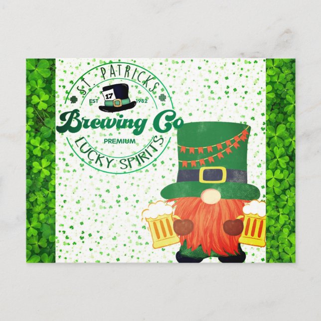 Cartão Postal Gnomo Gnomo De Dia de São Patrício Bonito, Leprech (Frente)