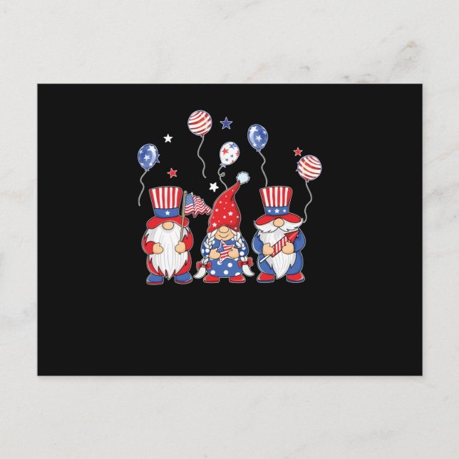 Cartão Postal Gnomo Independência Dia 4 De Julho (Frente)