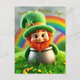 Cartão Postal Gnomo Leprechaun Personalizado Dia de São Patrício